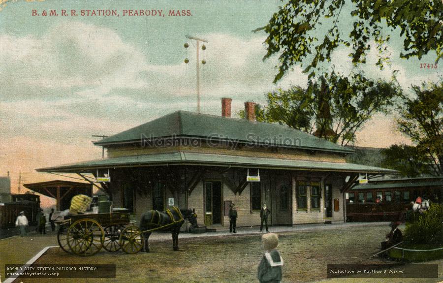 Postcard: Boston & Maine Railroad Station, Peabody, Massachusetts